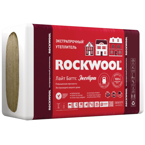 Утеплитель Rockwool Лайт Баттс Экстра 600х1000х100 мм 2.4 м2