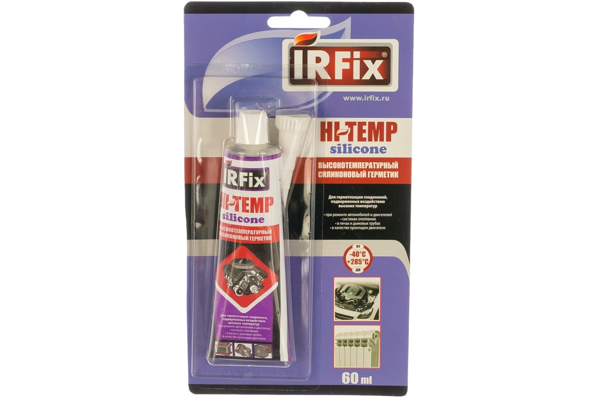 Высокотемпературный силиконовый герметик IRFIX HI-TEMP красный, 60 мл 20069