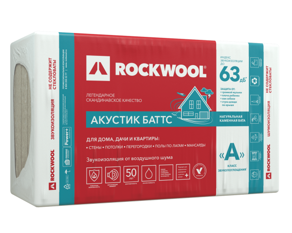 Rockwool Акустик Баттс 1000х600х50 мм 6м2 0.3м3 10шт